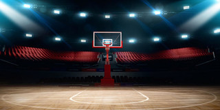 黄色蓝色场景大气篮球场灯光NBA篮球展板背景nba篮球背景